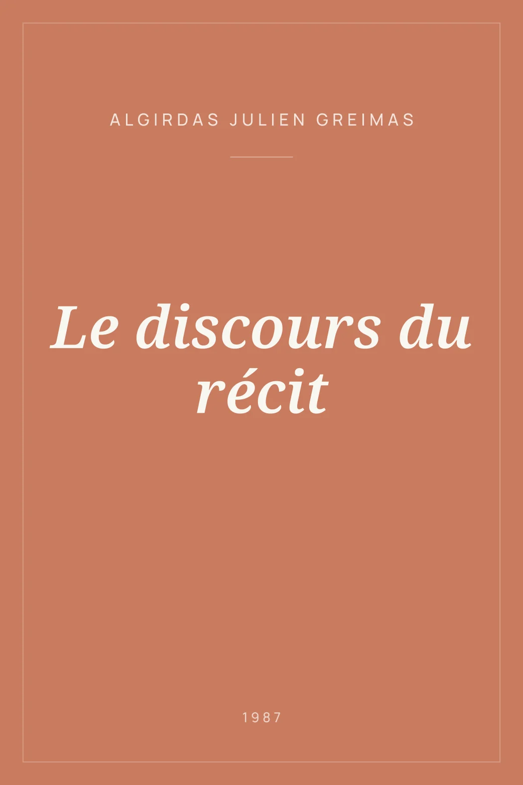 Portada de Le discours du récit