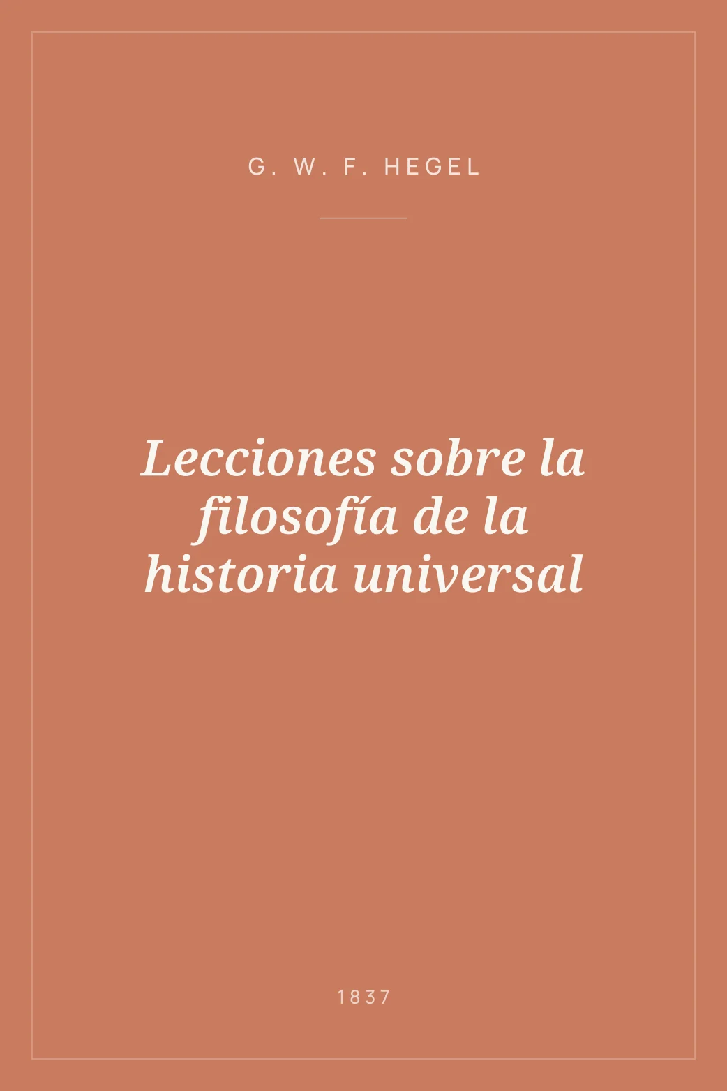 Portada de Lecciones sobre la filosofía de la historia universal