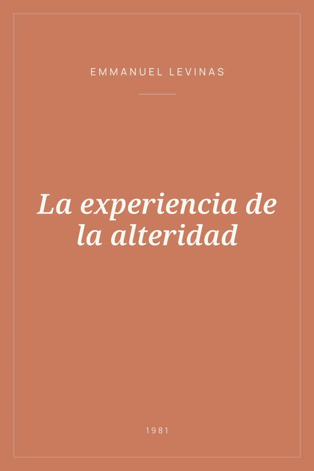 Portada de La experiencia de la alteridad