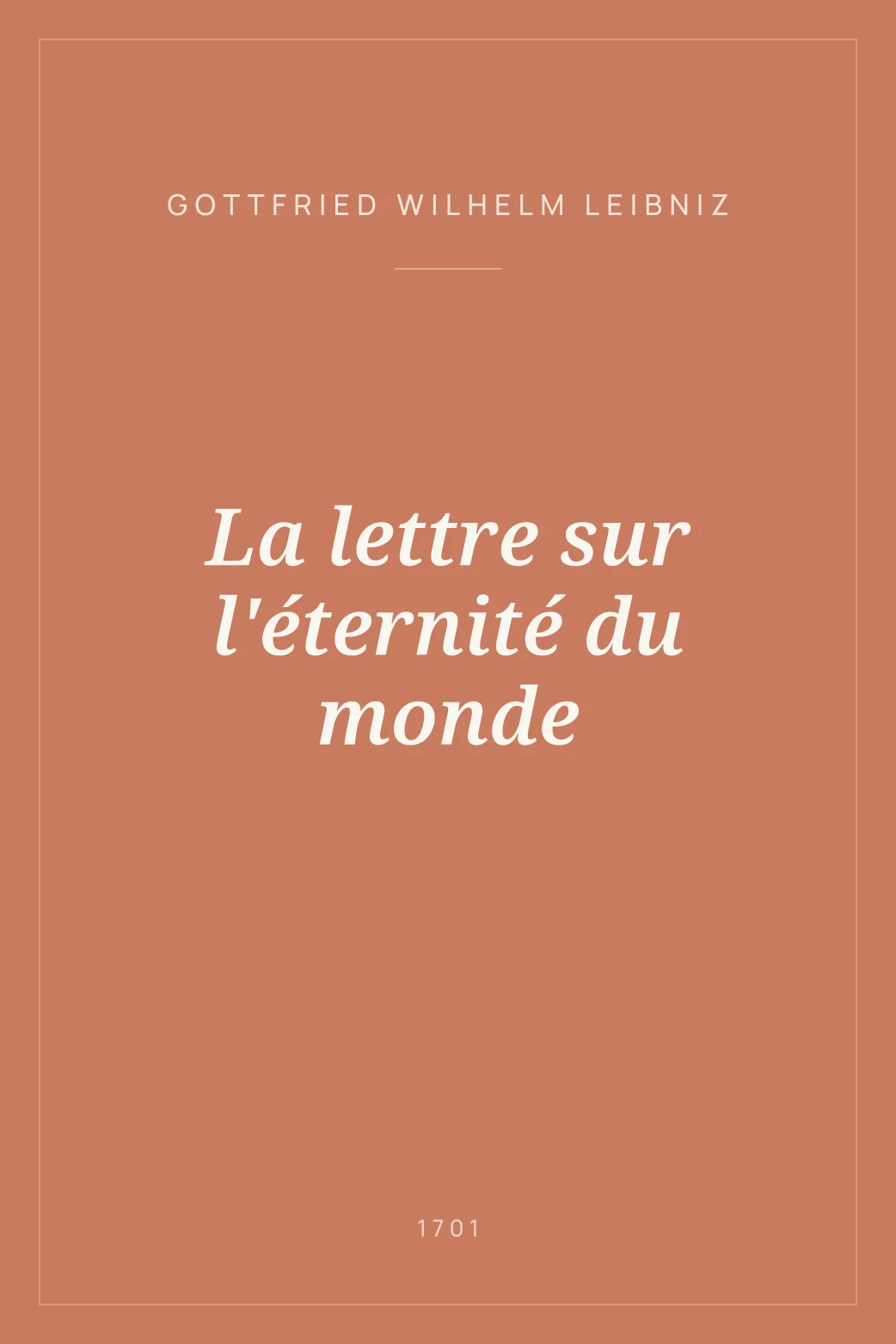 Portada de La lettre sur l'éternité du monde