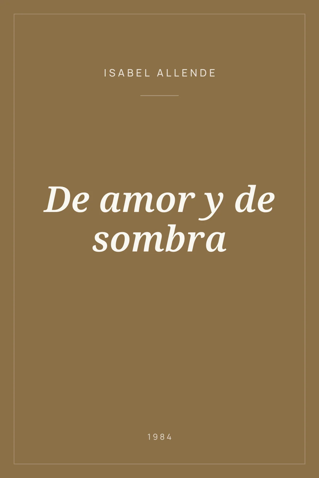 Portada de De amor y de sombra