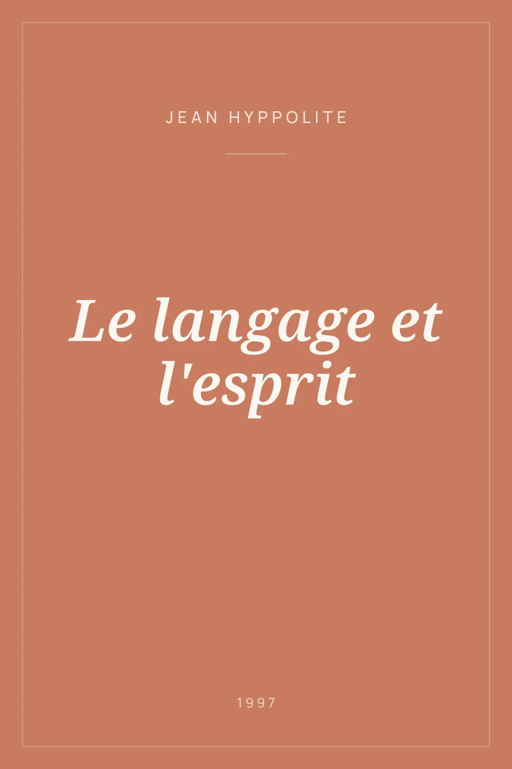 Portada de Le langage et l'esprit