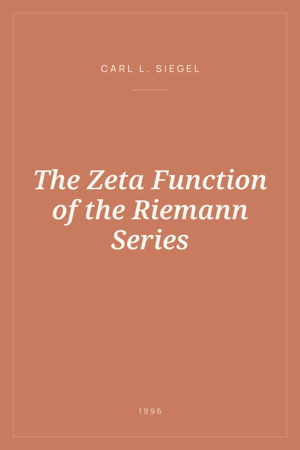 Portada de The Zeta Function of the Riemann Series