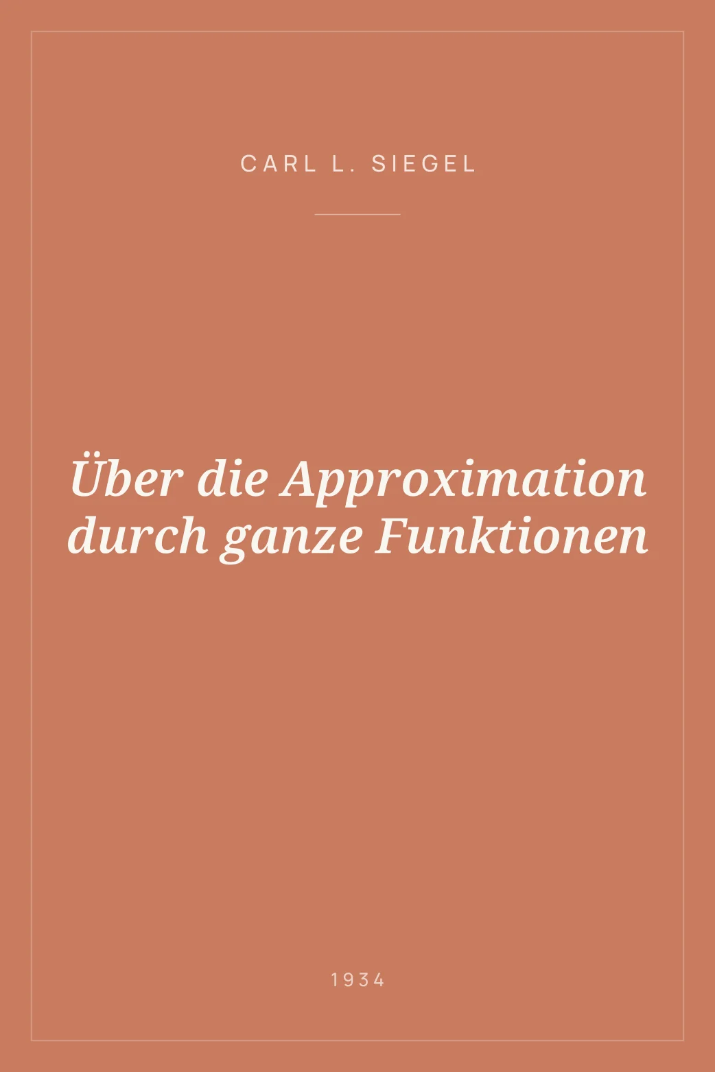 Portada de Über die Approximation durch ganze Funktionen
