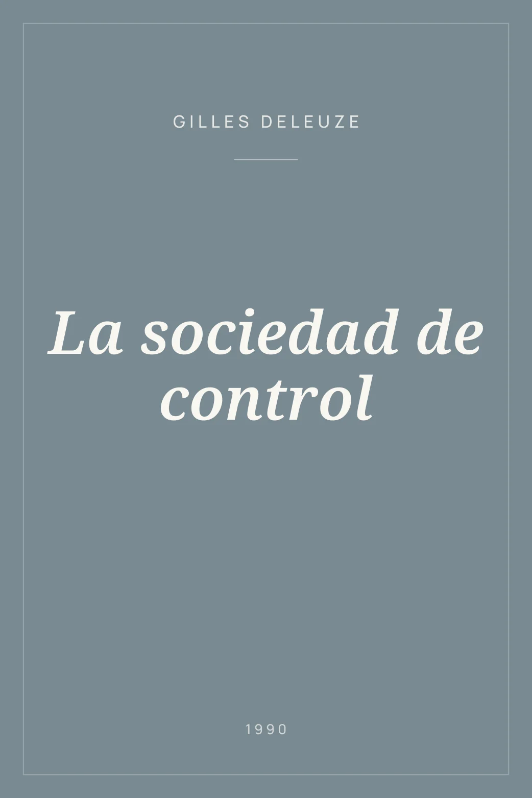 Portada de La sociedad de control