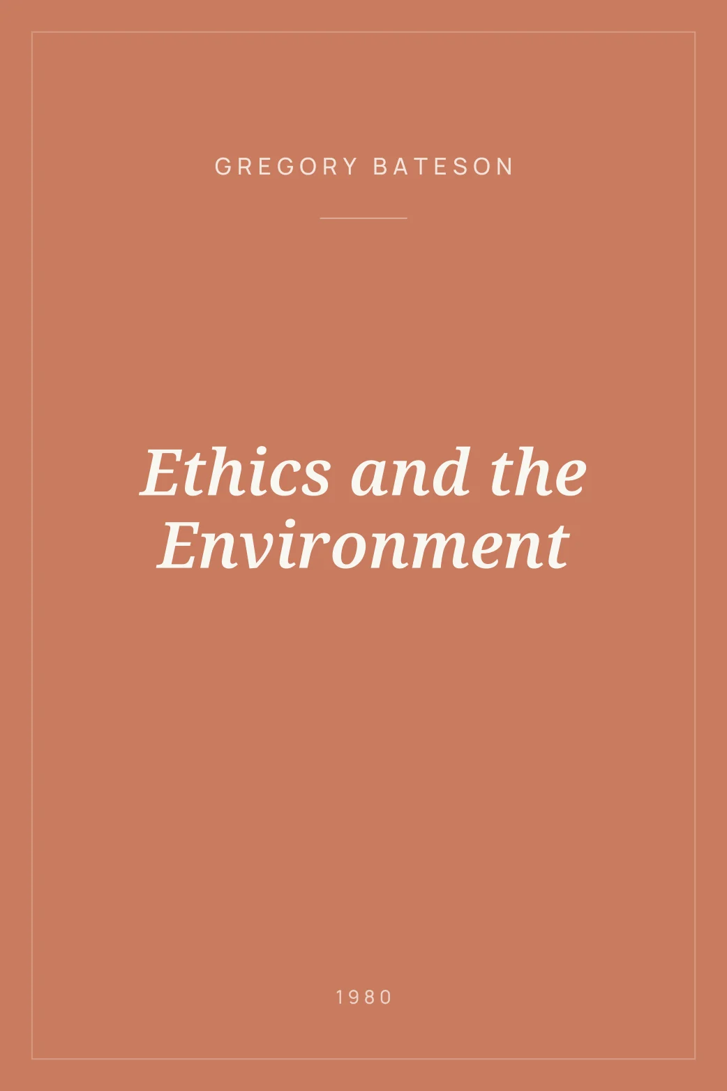 Portada de Ethics and the Environment