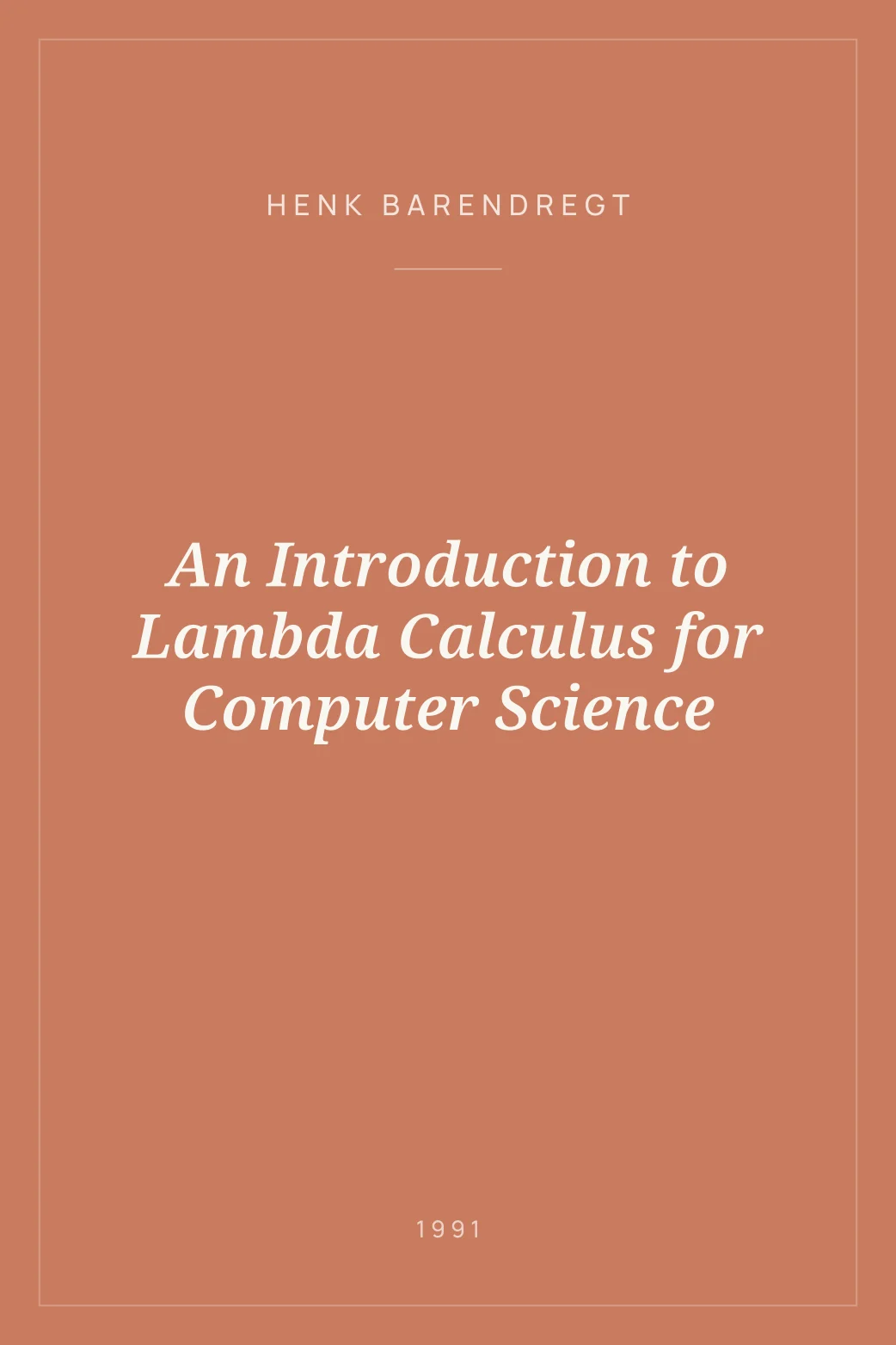 Portada de An Introduction to Lambda Calculus for Computer Science