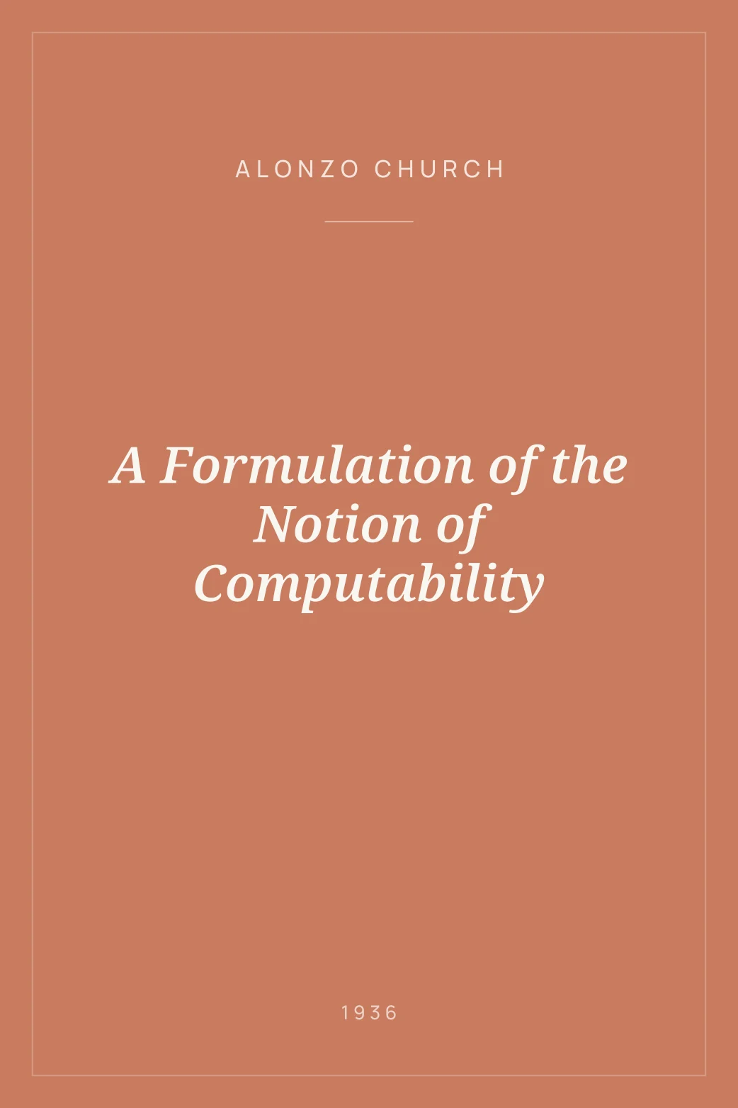 Portada de A Formulation of the Notion of Computability