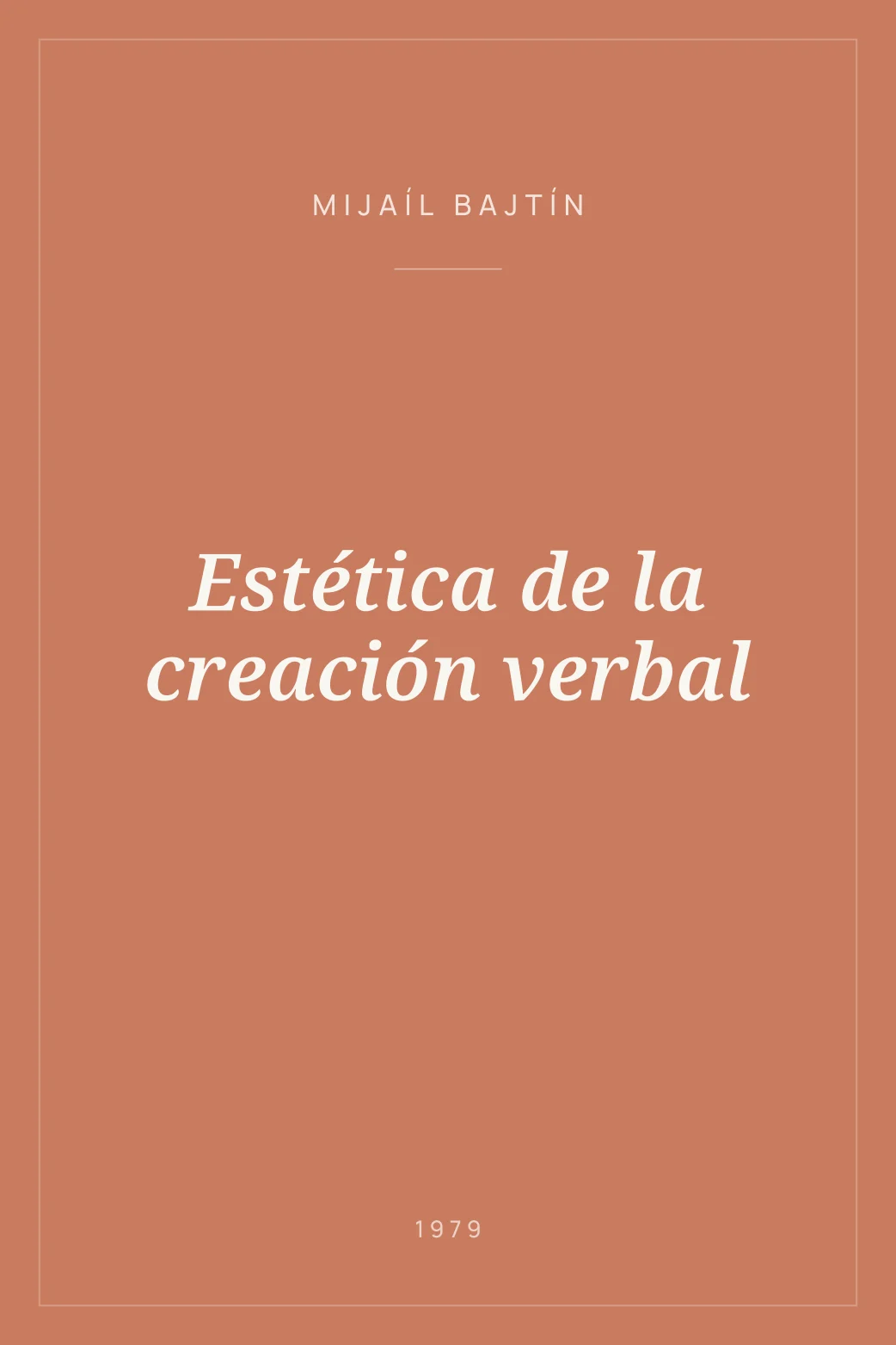 Portada de Estética de la creación verbal