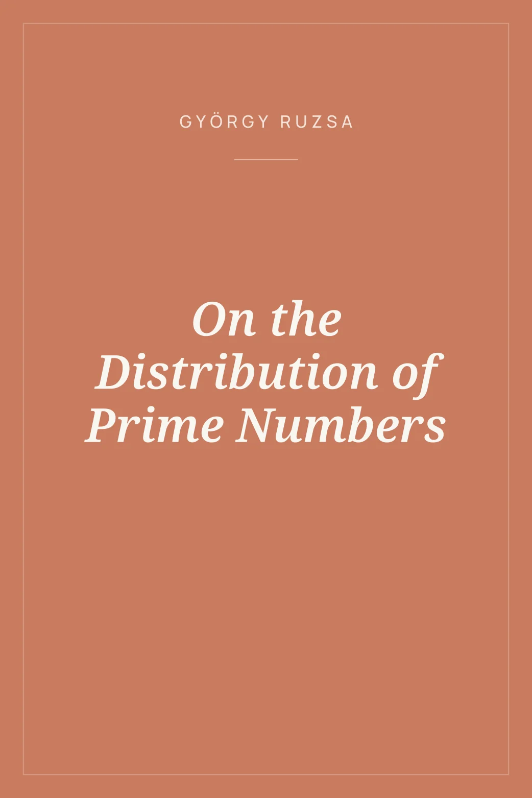 Portada de On the Distribution of Prime Numbers