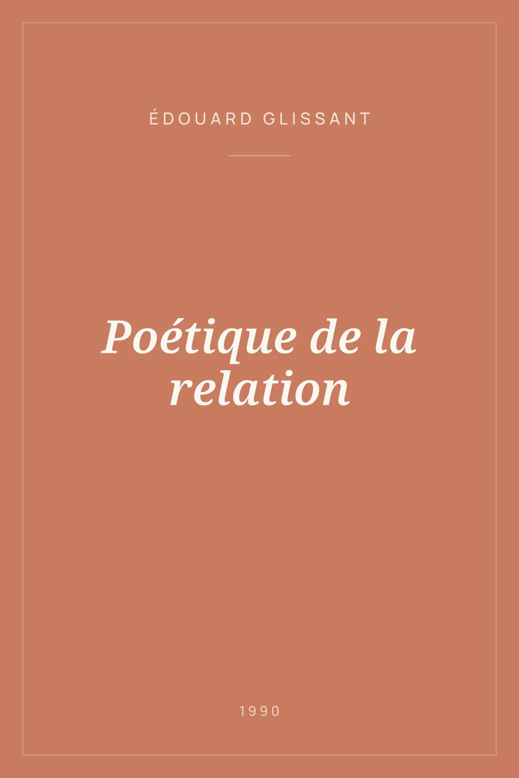 Portada de Poétique de la relation