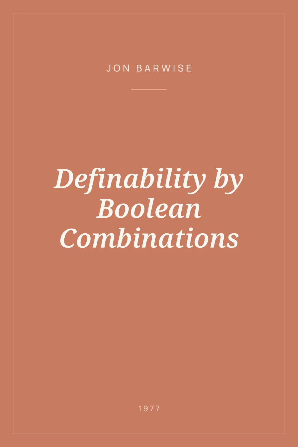 Portada de Definability by Boolean Combinations