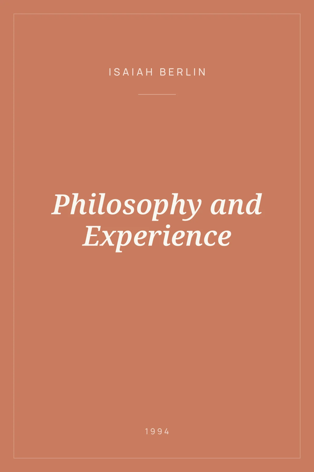 Portada de Philosophy and Experience