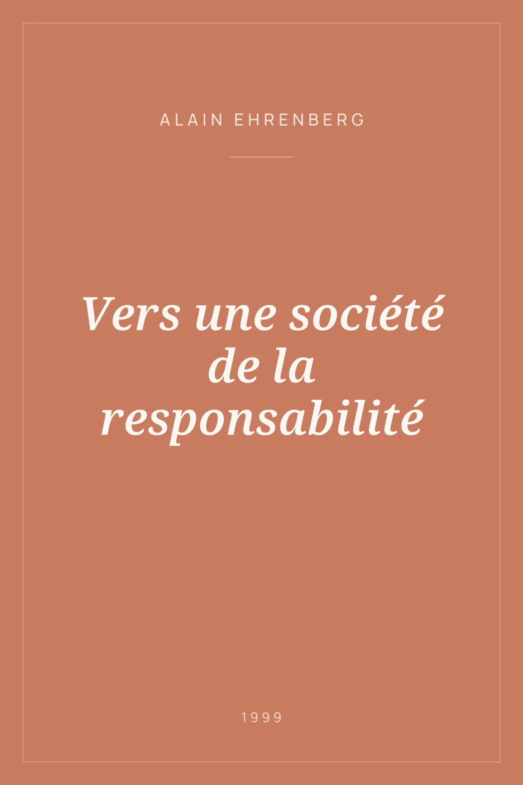 Portada de Vers une société de la responsabilité
