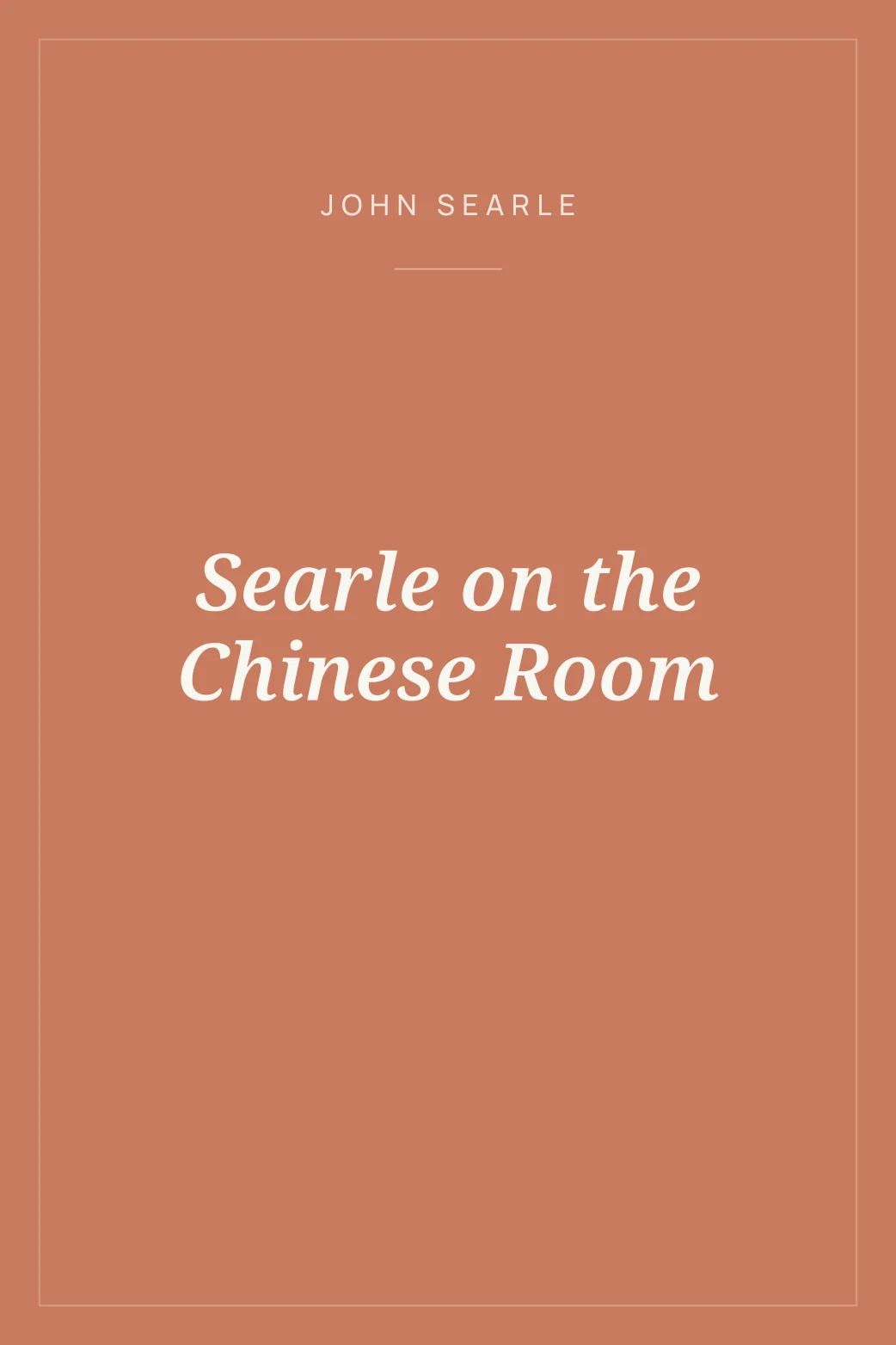 Portada de Searle on the Chinese Room