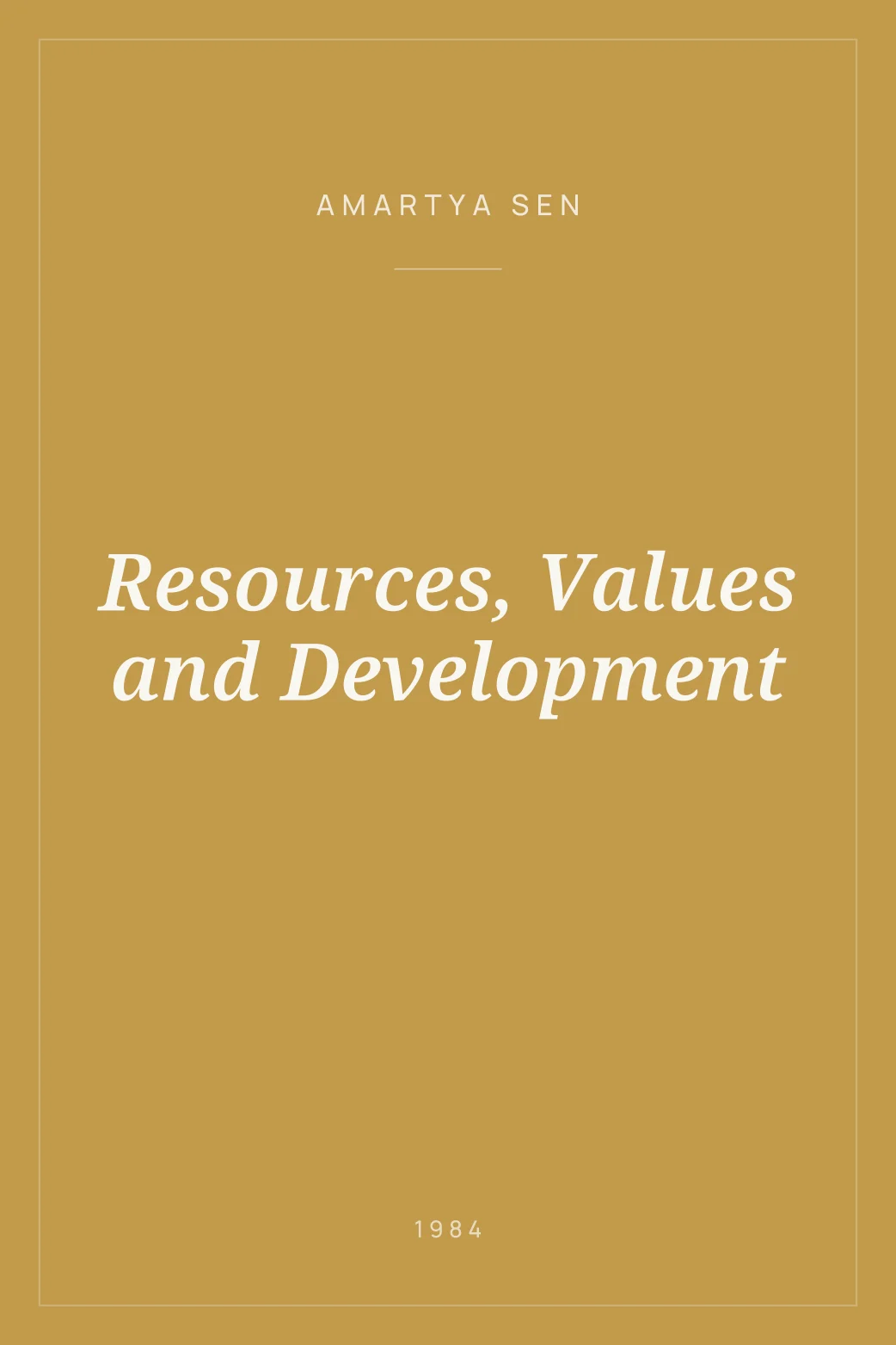 Portada de Resources, Values and Development