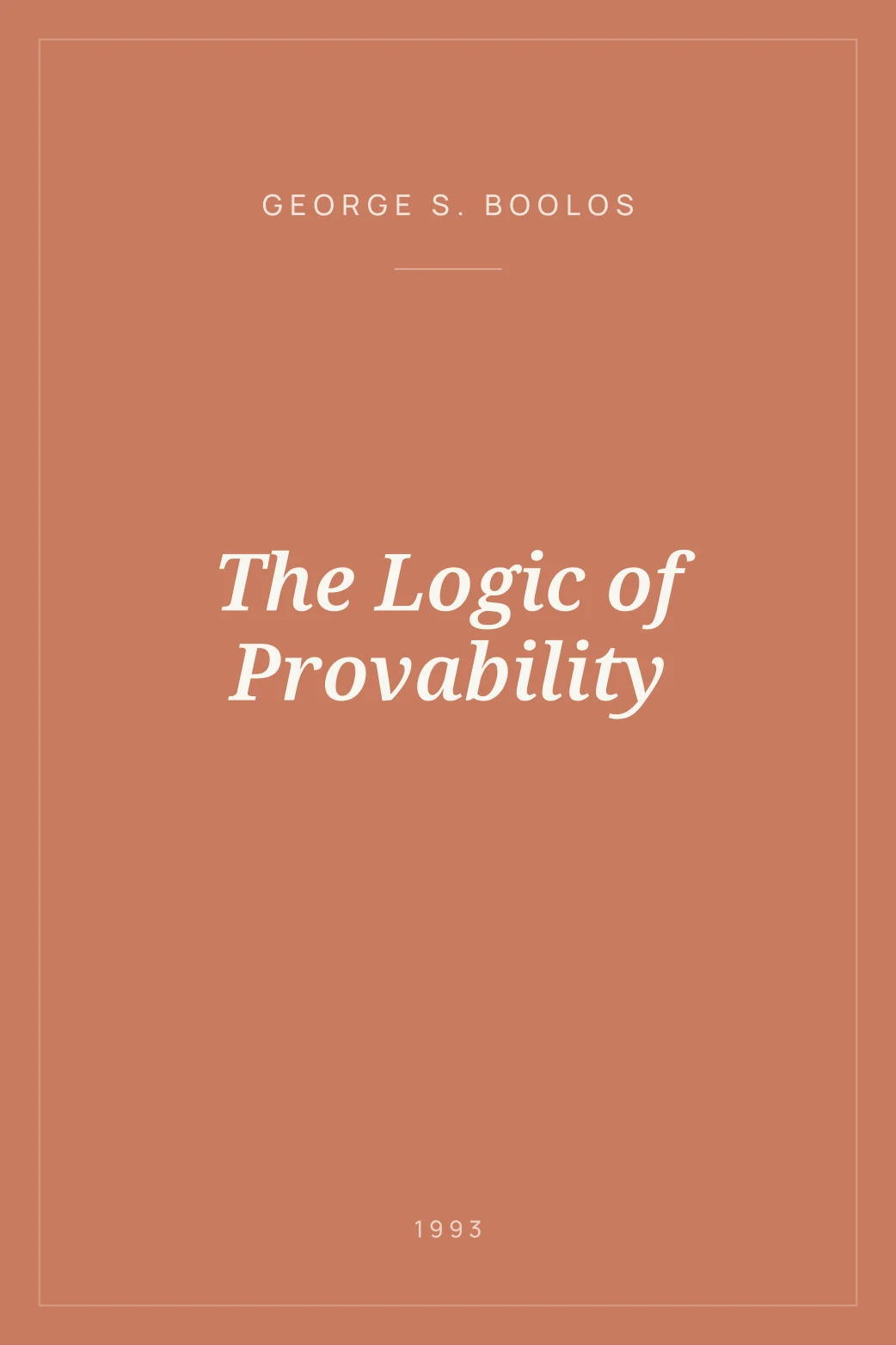 Portada de The Logic of Provability
