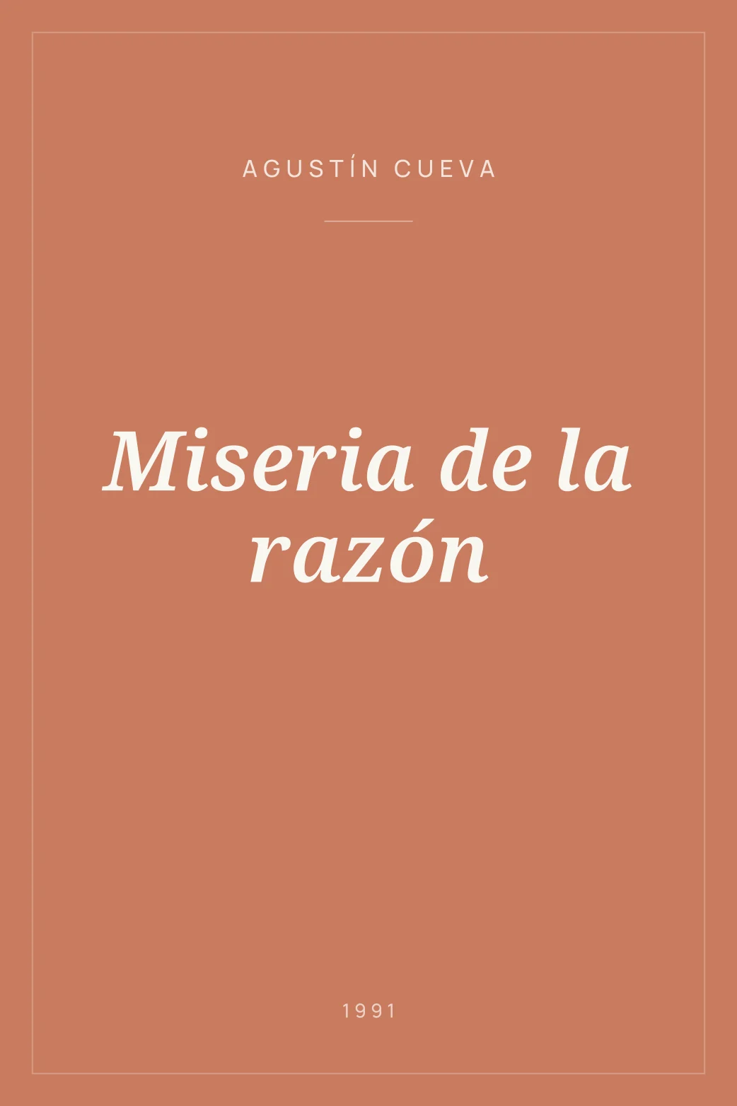 Portada de Miseria de la razón