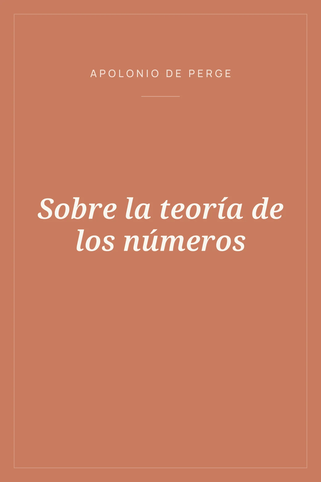 Portada de Sobre la teoría de los números