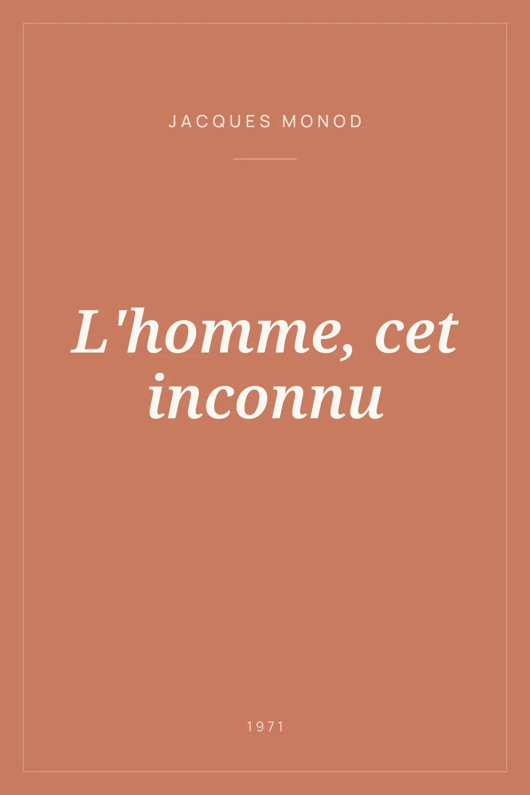 Portada de L'homme, cet inconnu