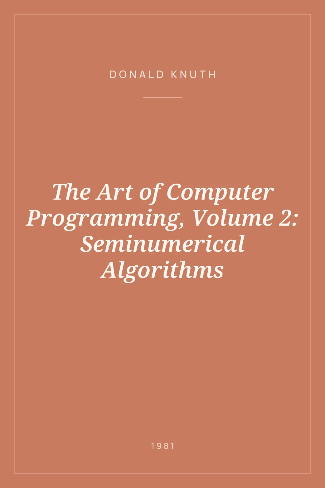 Portada de The Art of Computer Programming, Volume 2: Seminumerical Algorithms