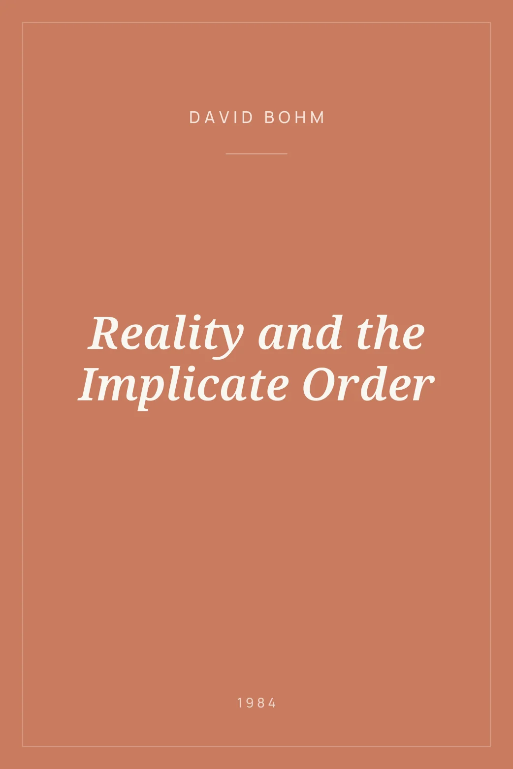 Portada de Reality and the Implicate Order