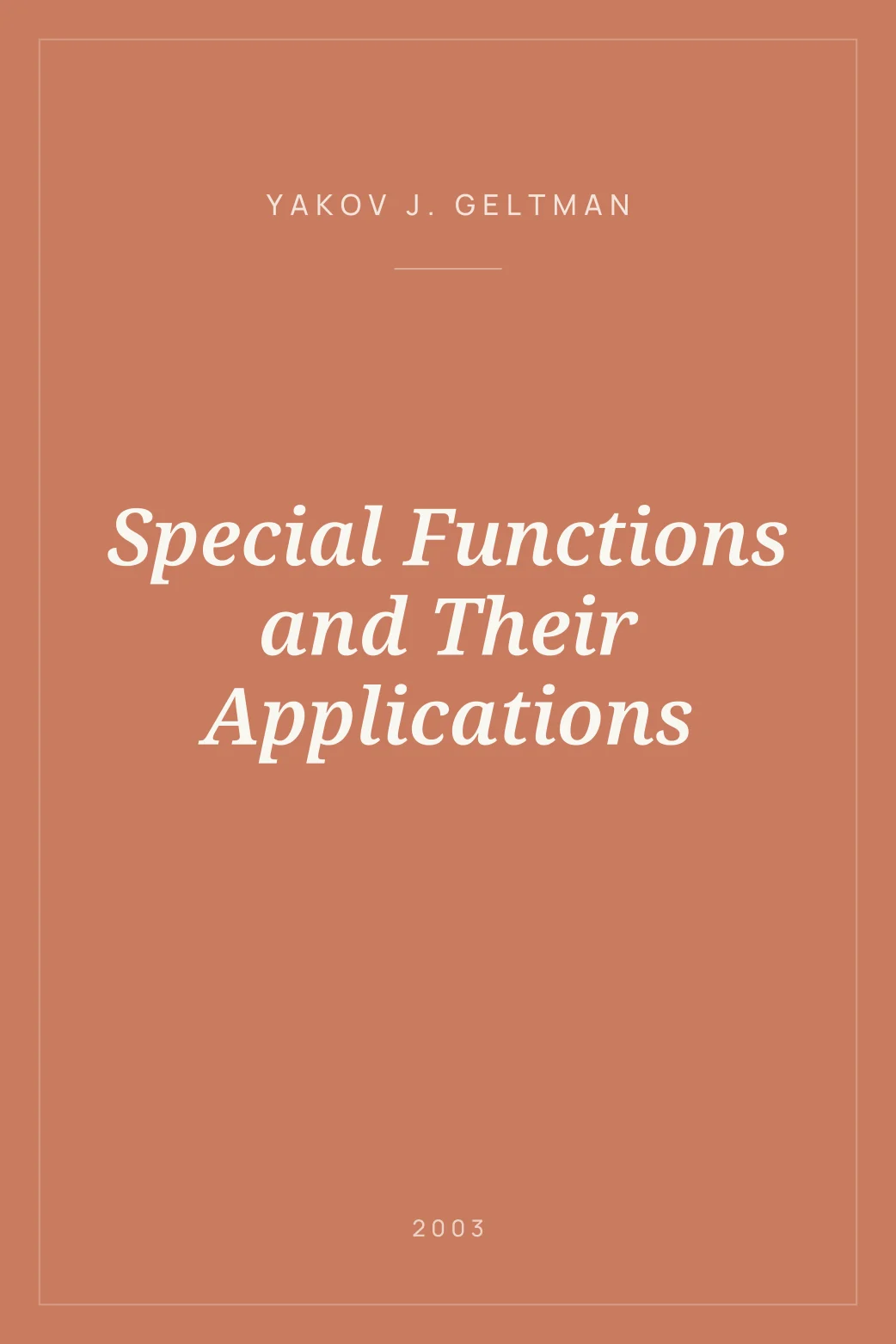 Portada de Special Functions and Their Applications