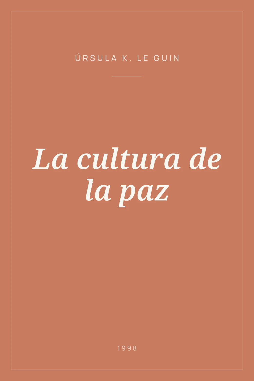 Portada de La cultura de la paz