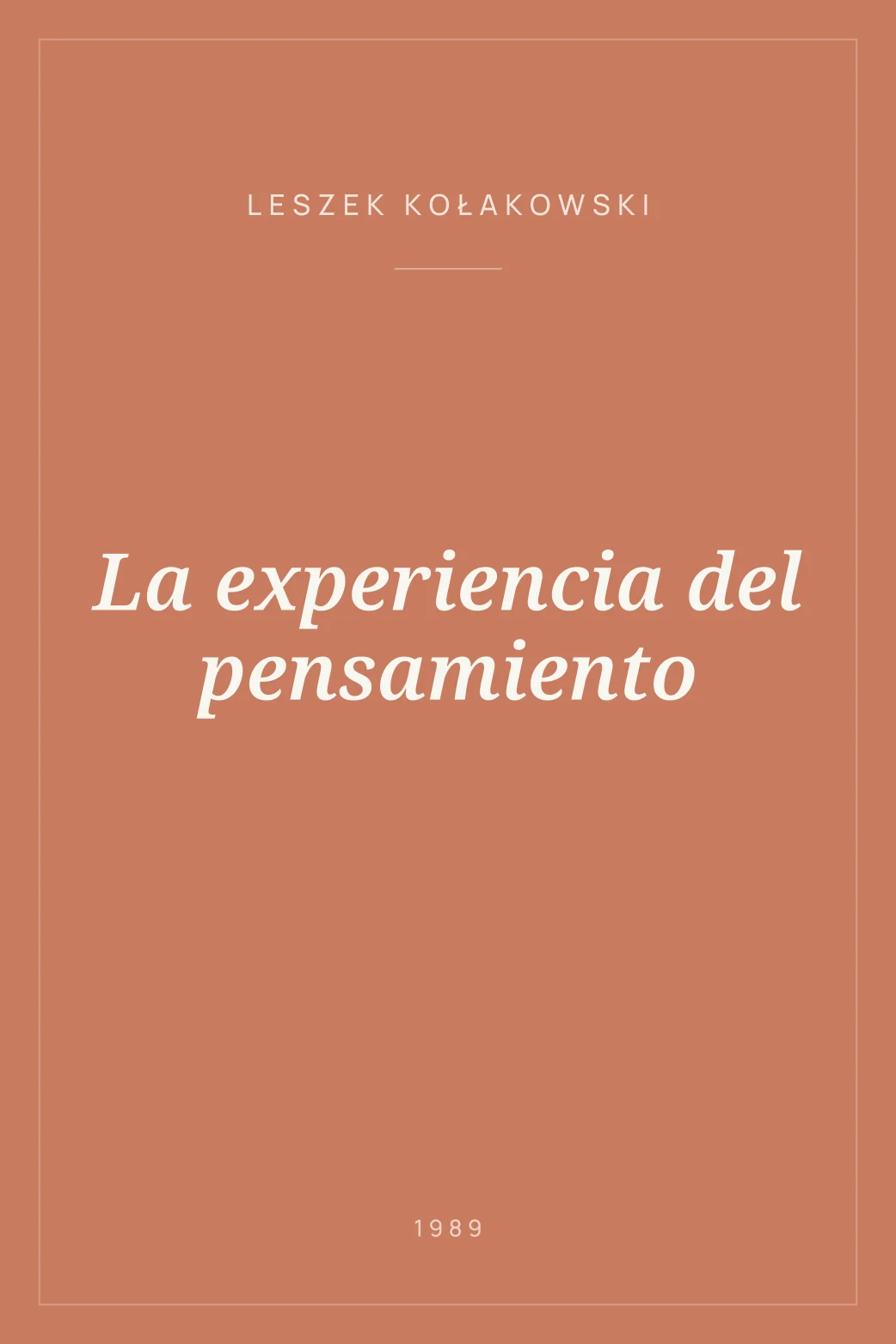 Portada de La experiencia del pensamiento