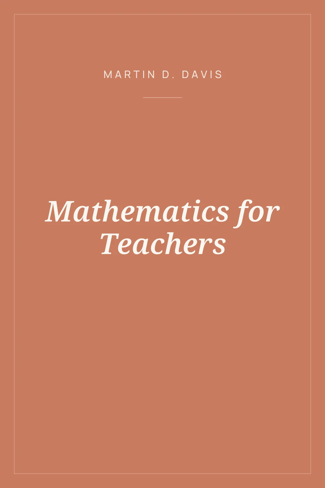Portada de Mathematics for Teachers