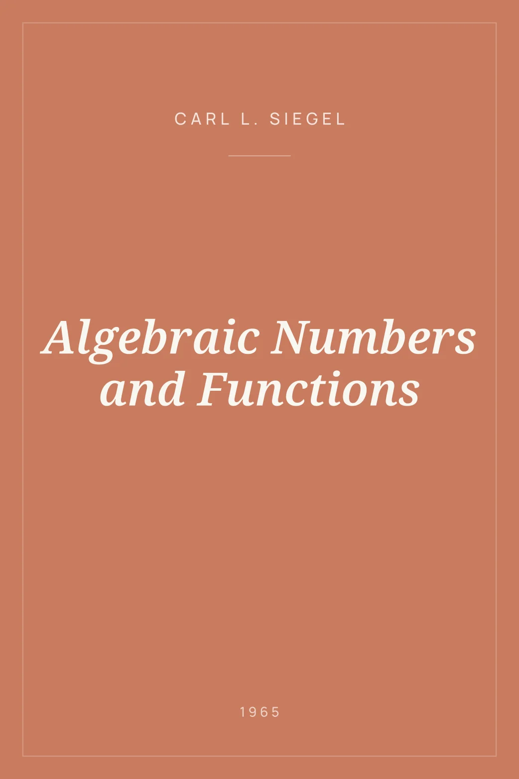 Portada de Algebraic Numbers and Functions