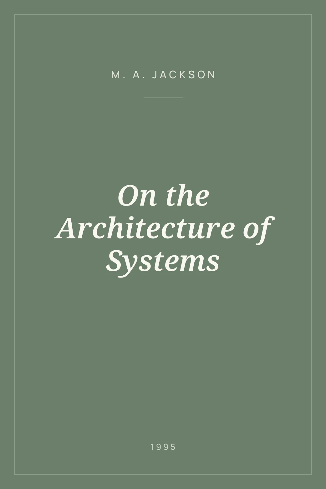 Portada de On the Architecture of Systems