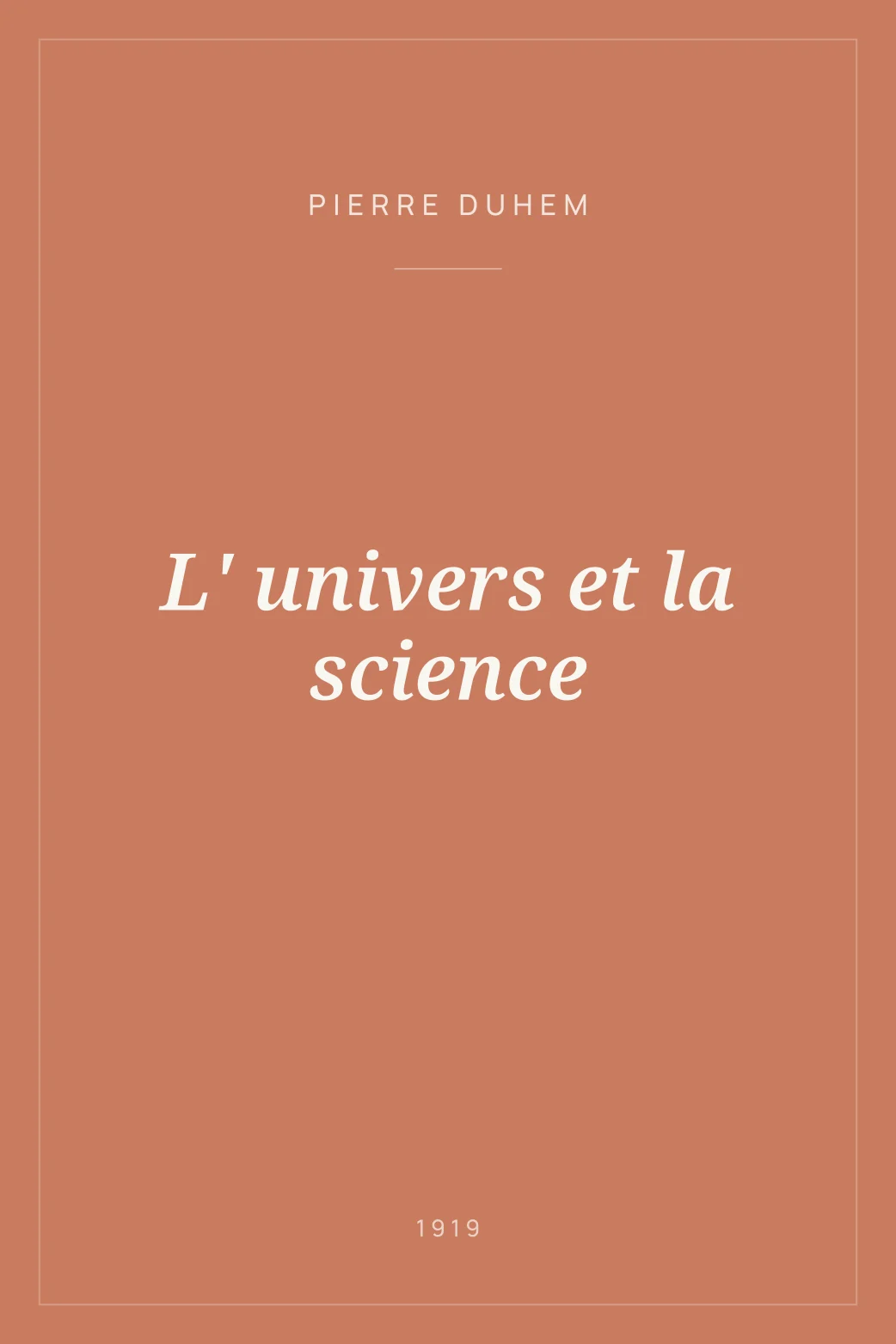 Portada de L' univers et la science