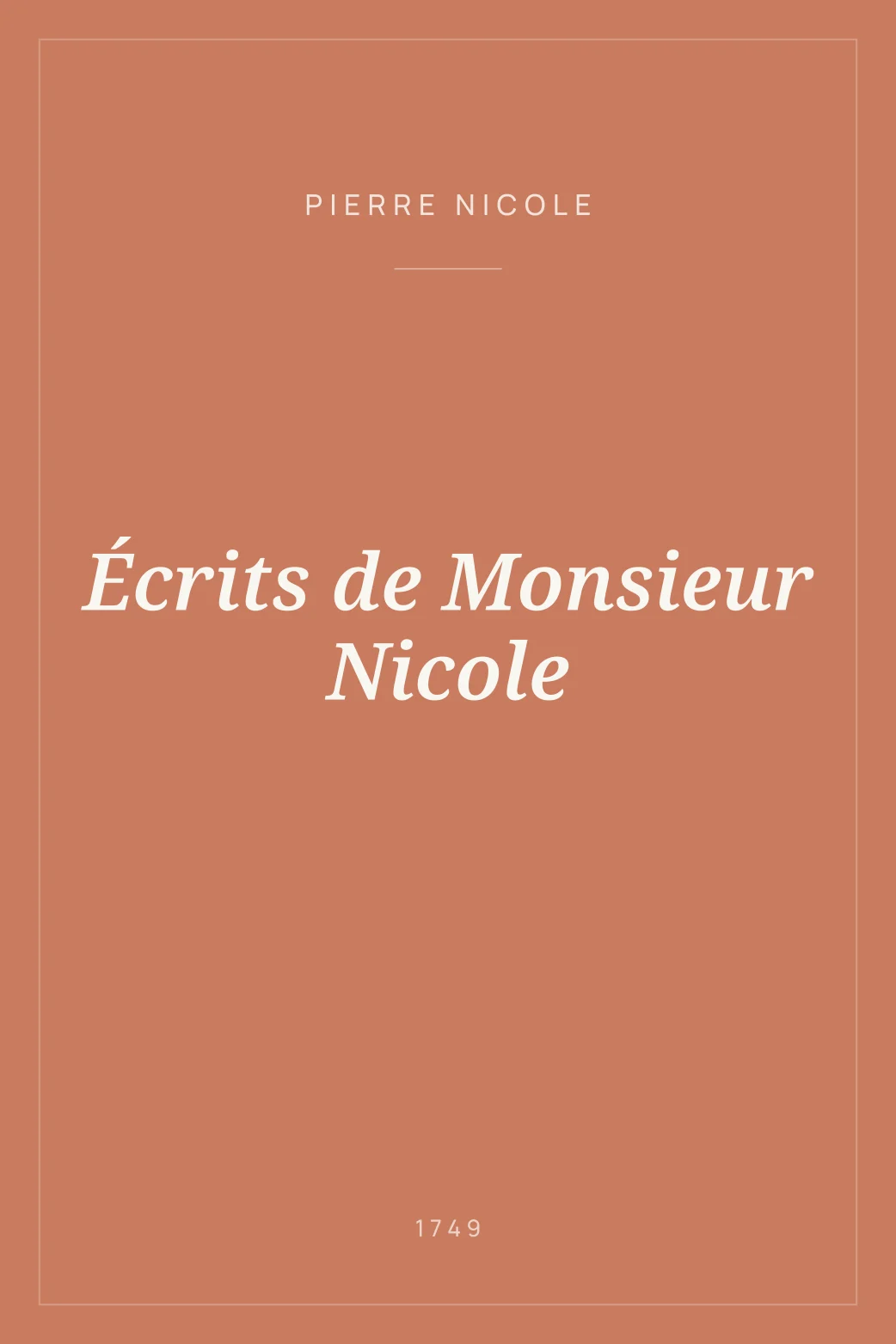 Portada de Écrits de Monsieur Nicole