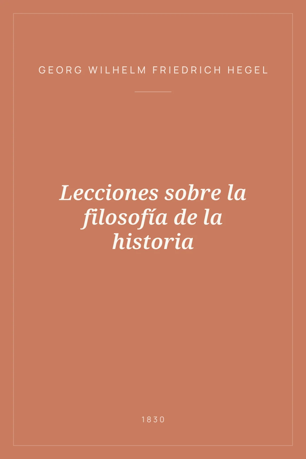 Portada de Lecciones sobre la filosofía de la historia