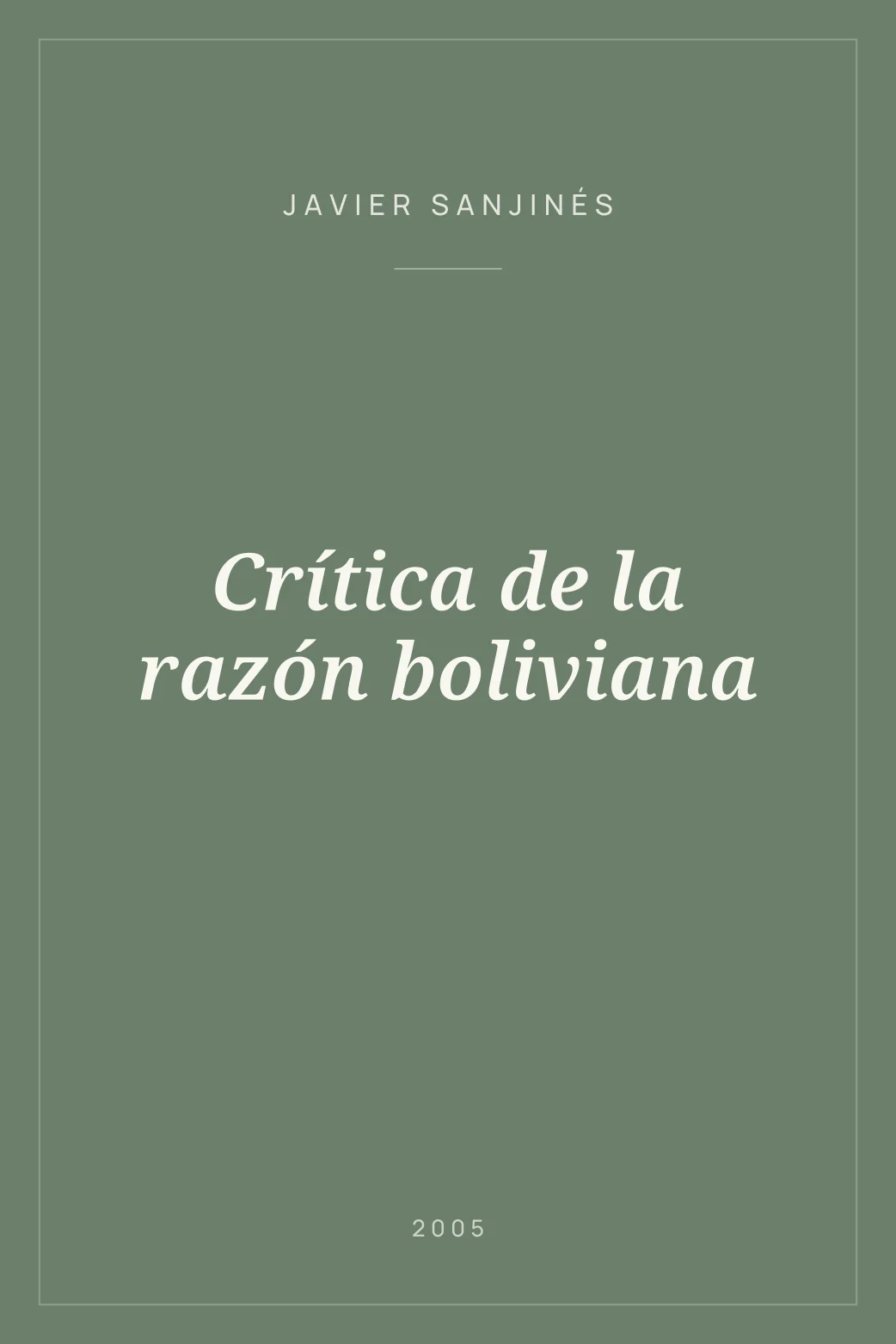 Portada de Crítica de la razón boliviana