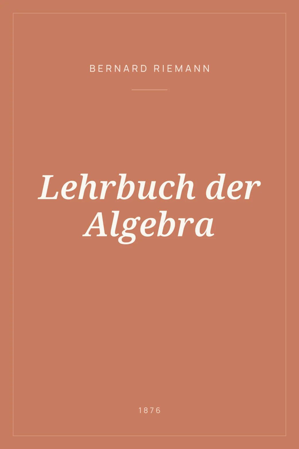 Portada de Lehrbuch der Algebra