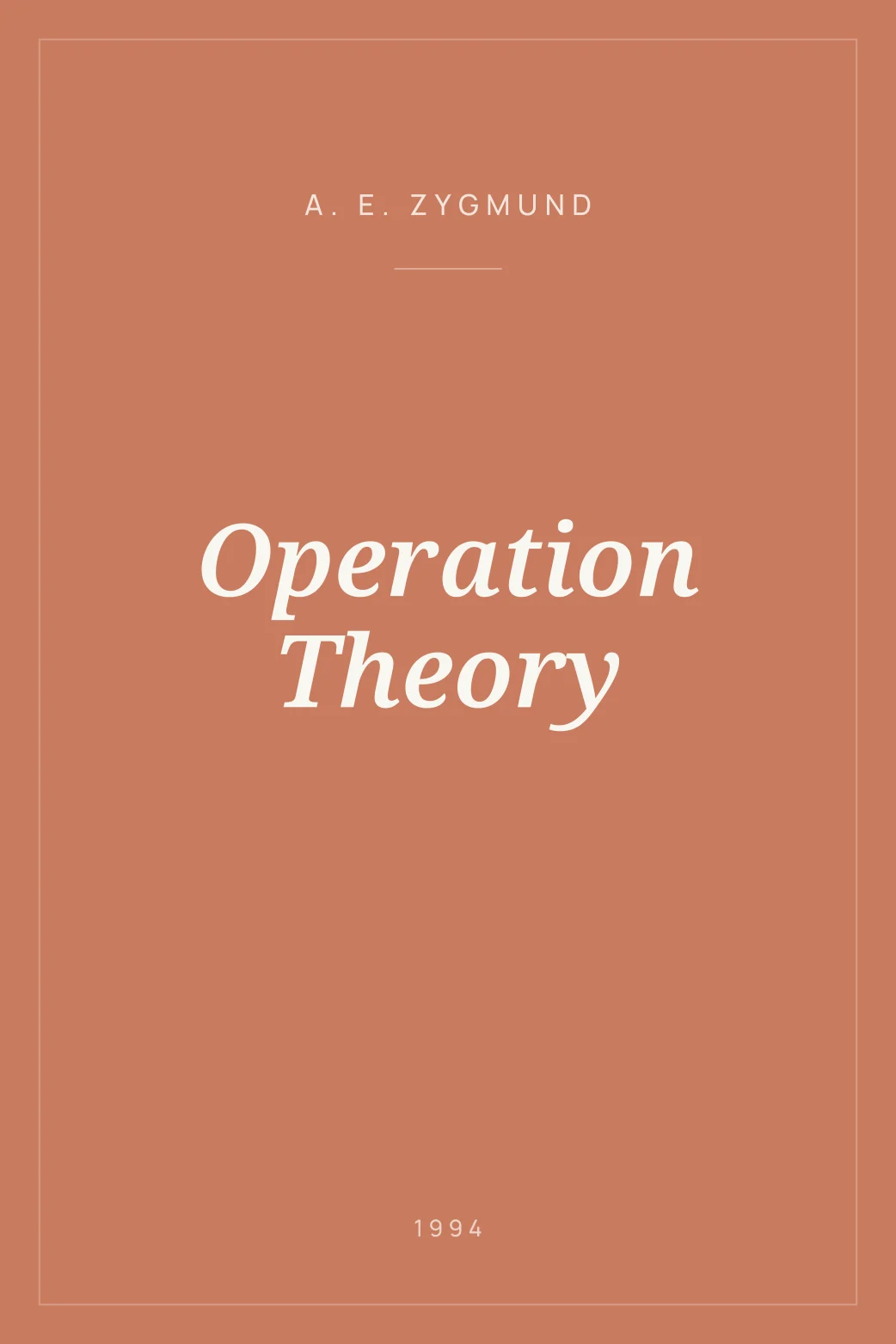 Portada de Operation Theory