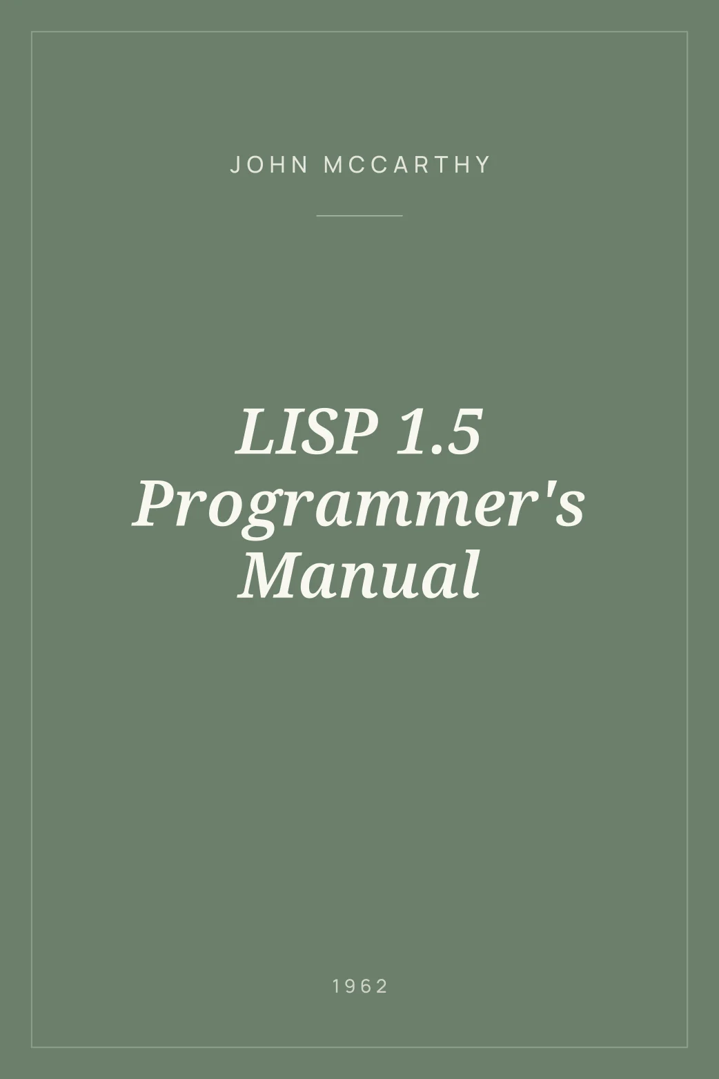 Portada de LISP 1.5 Programmer's Manual