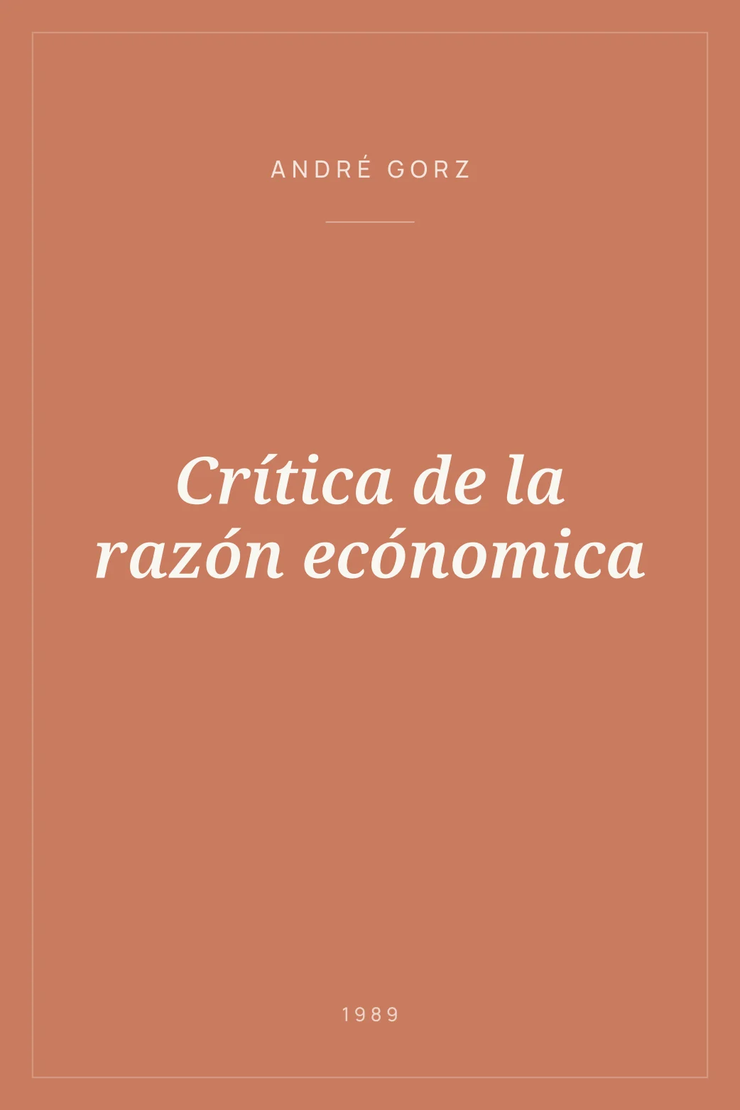 Portada de Crítica de la razón ecónomica