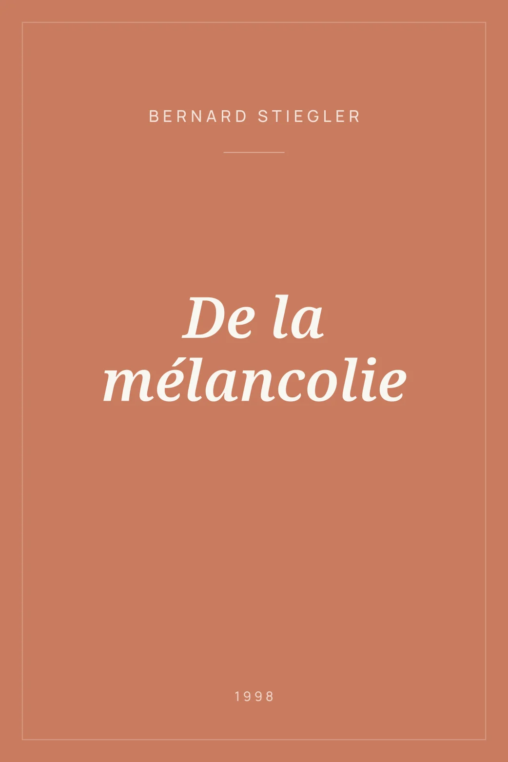 Portada de De la mélancolie
