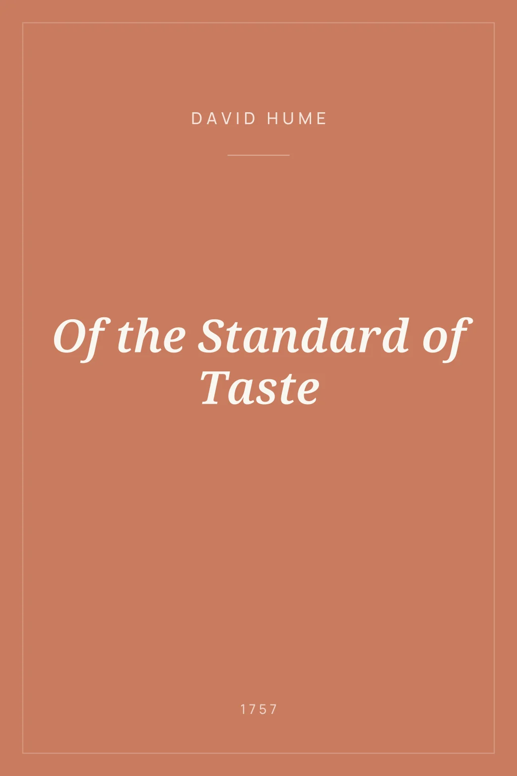 Portada de Of the Standard of Taste