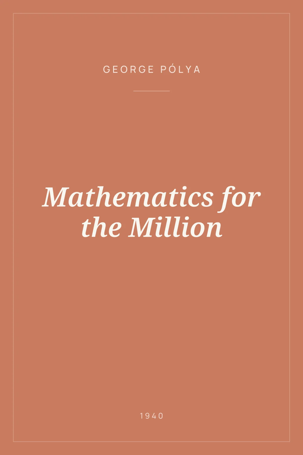 Portada de Mathematics for the Million