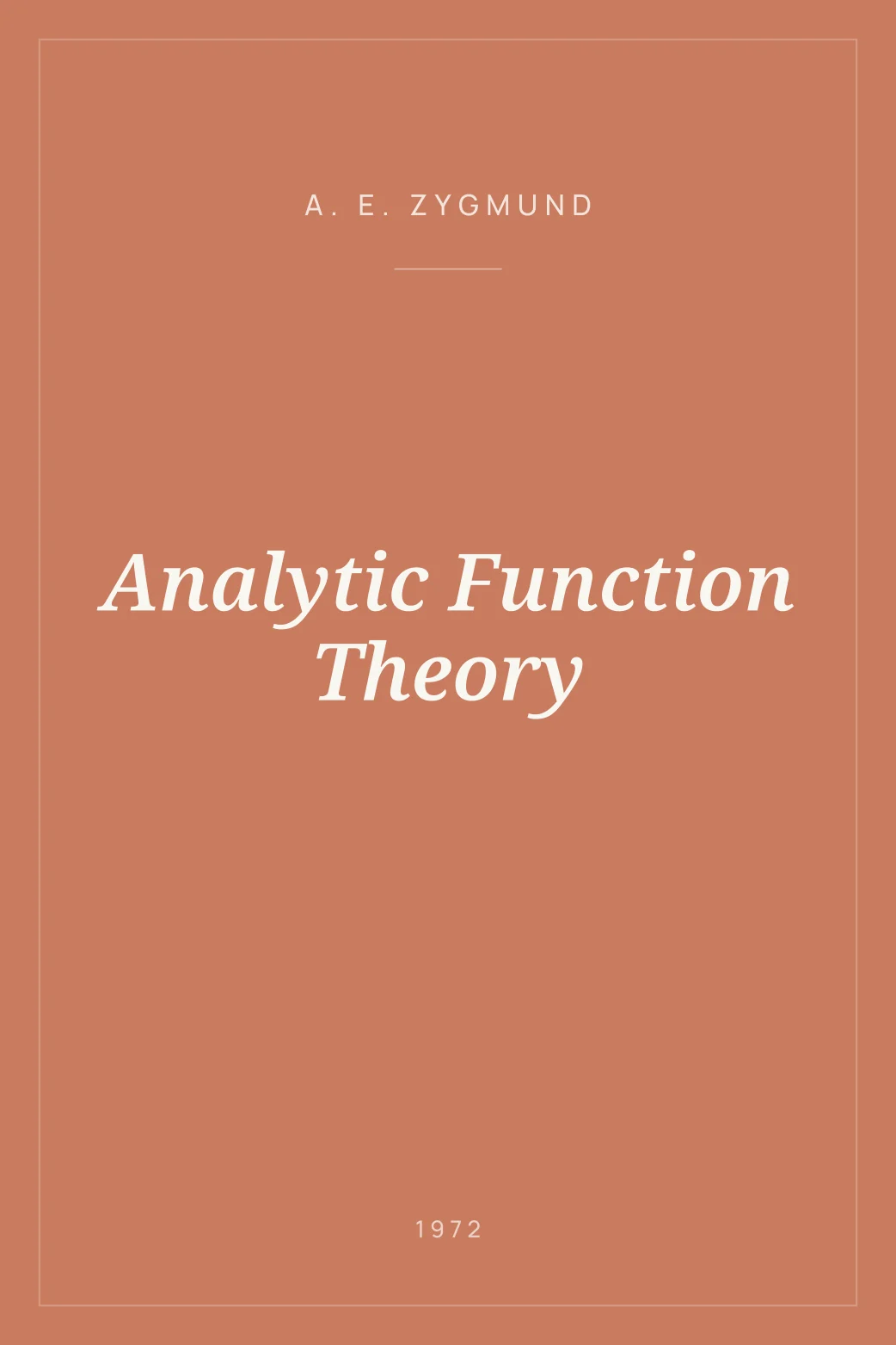 Portada de Analytic Function Theory