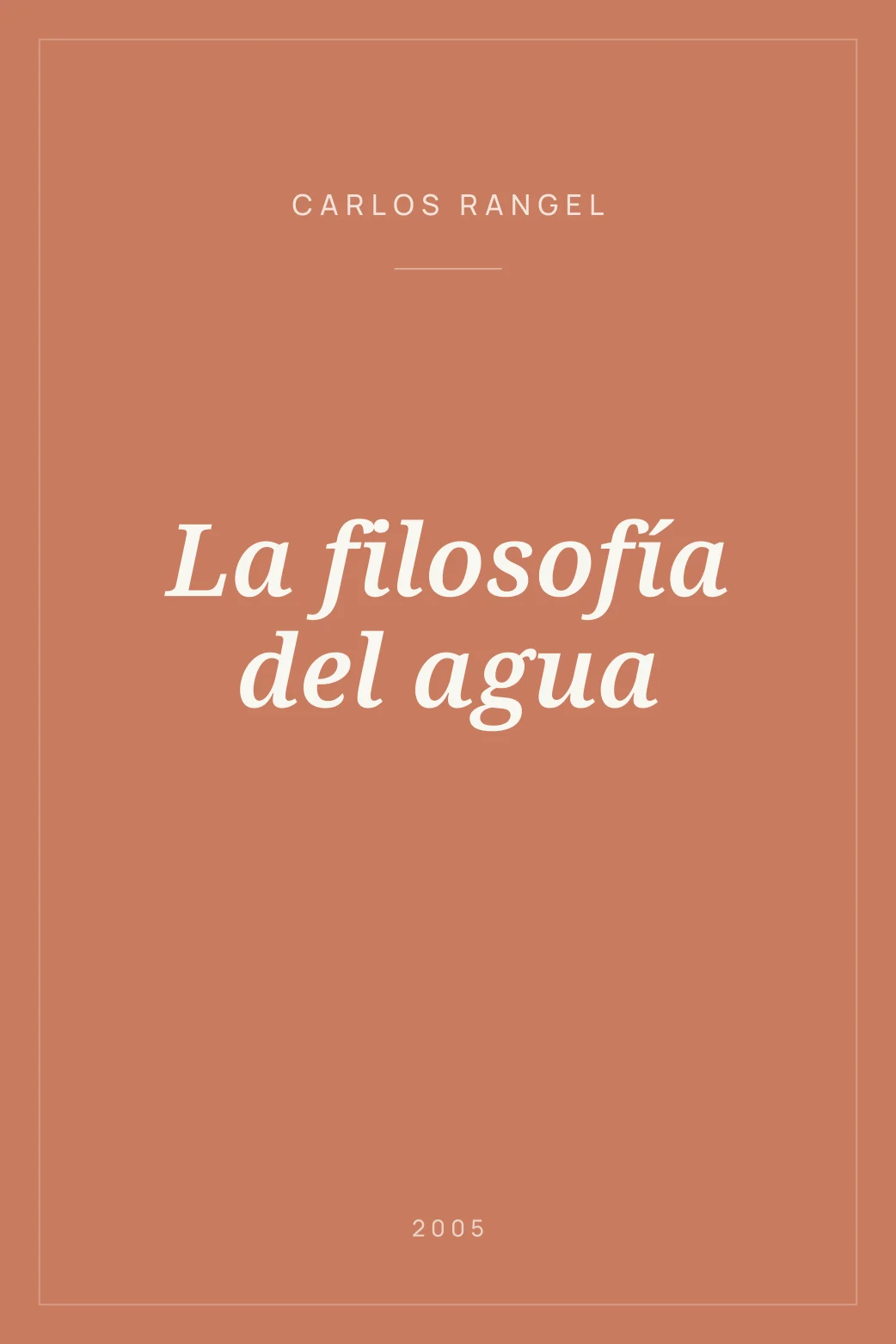 Portada de La filosofía del agua