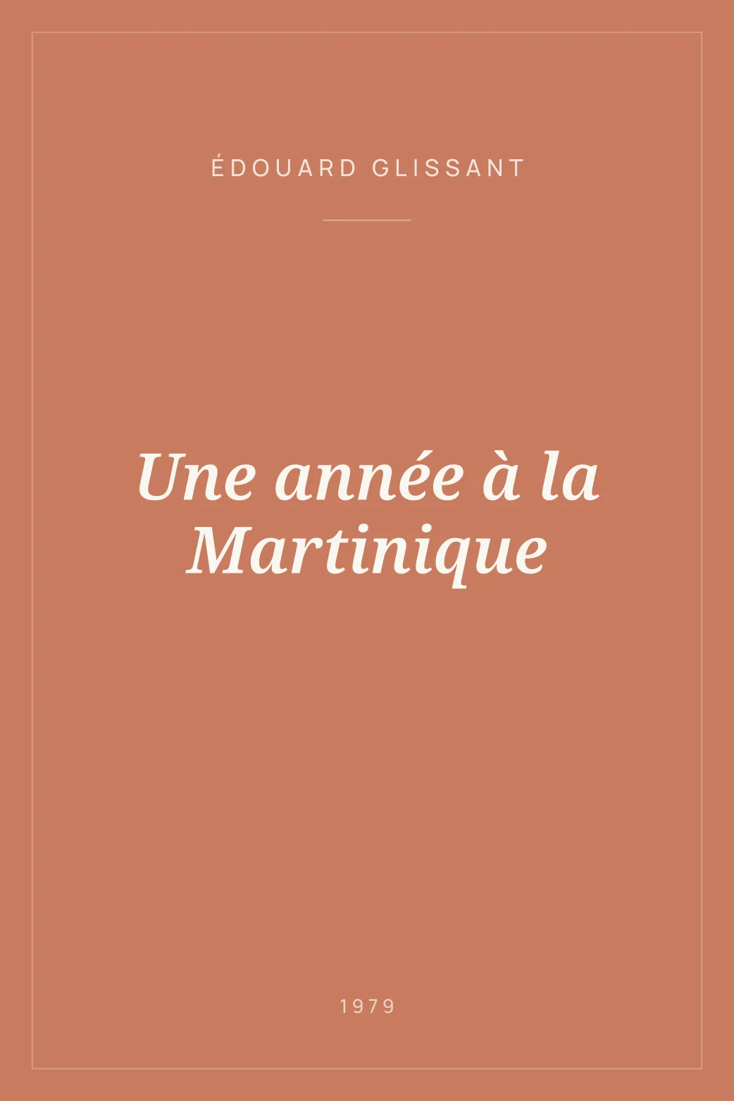 Portada de Une année à la Martinique