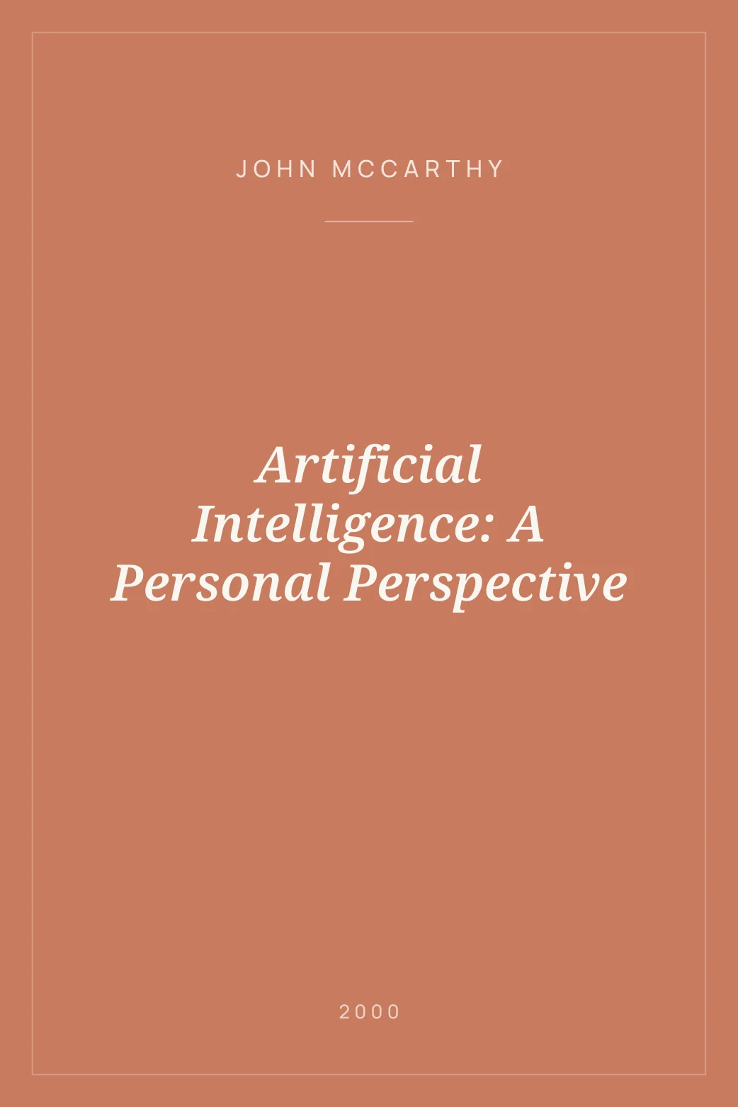 Portada de Artificial Intelligence: A Personal Perspective