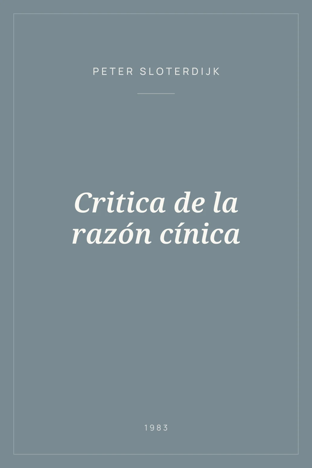 Portada de Critica de la razón cínica
