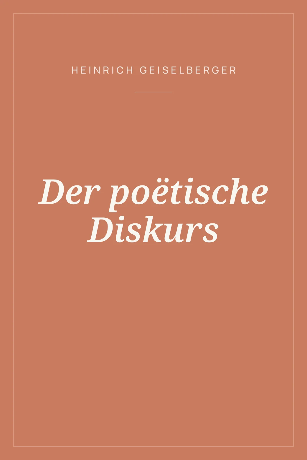 Portada de Der poëtische Diskurs