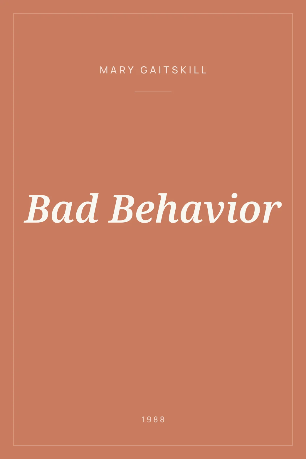 Portada de Bad Behavior